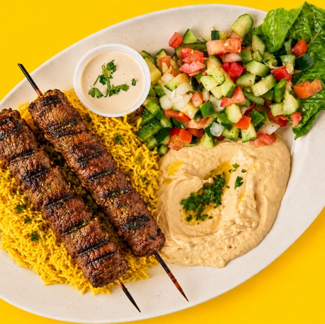 Lamb & Beef Kufta Kabob Plate.