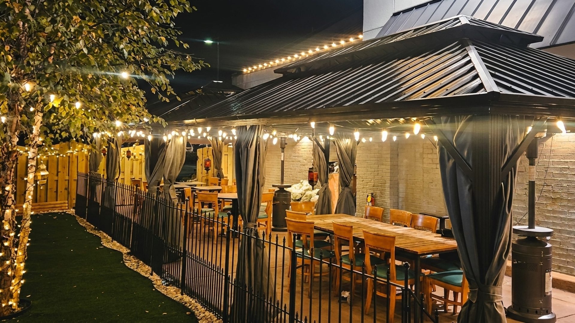 Dinner under the string lights